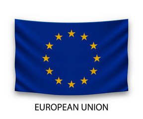 Hanging silk flag european union