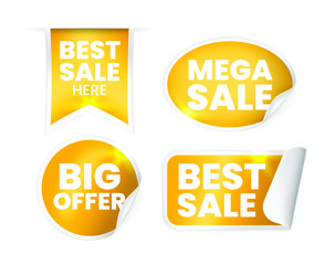 Set of High Quality Realistic Golden Labels on White Background . Isolated Vector Elements
