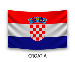 Naklejka premium Hanging silk flag Croatia