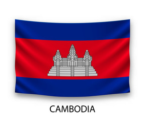 Hanging silk flag cambodia