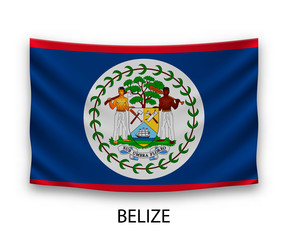 Obraz premium Hanging silk flag Belize