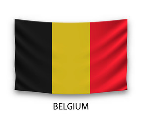 Hanging silk flag Belgium