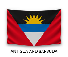 Hanging silk flag antigua and barbuda