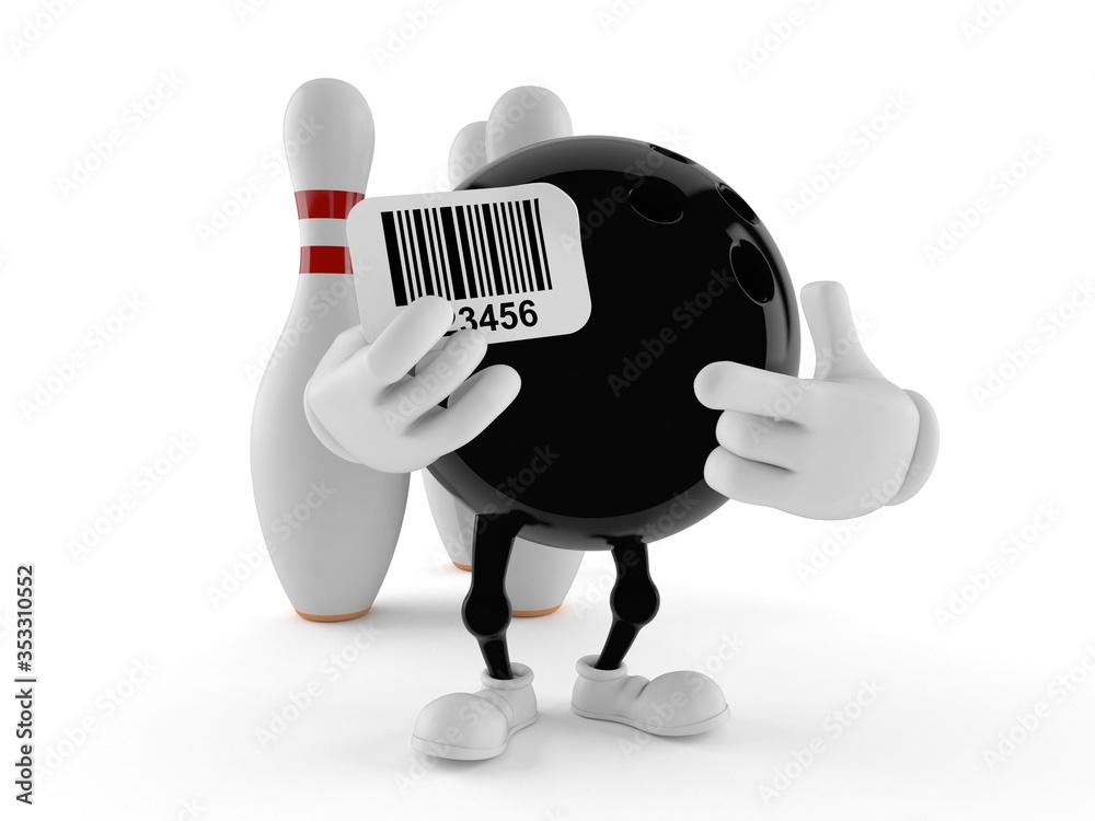 Canvas Prints bowling character holding barcode