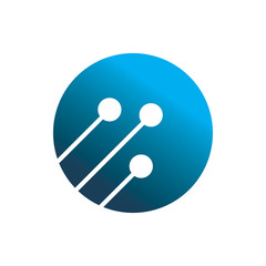 blue circle connect dot line digital logo design