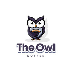 owl coffee logo icon template vector illustration