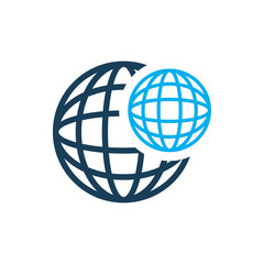 globe earth wireframe color line logo design