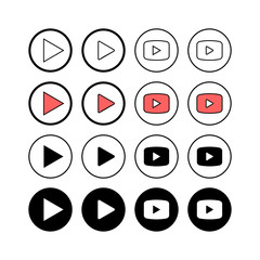 Set of play Icons. Play button vector icon. Video icon vector