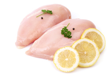 Chicken meat on a white background