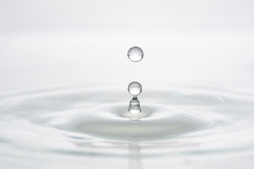 splash of water drop on a white background close-up