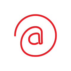 red line font letter a at internet online email logo design