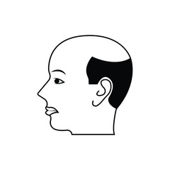 Hair loss color icon. Balding. Declining testosterone. Low T level sign. Alopecia, baldness. Men aging. Isolated vector illustration