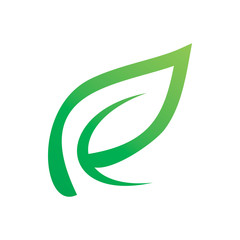 green nature leaf letter r logo design