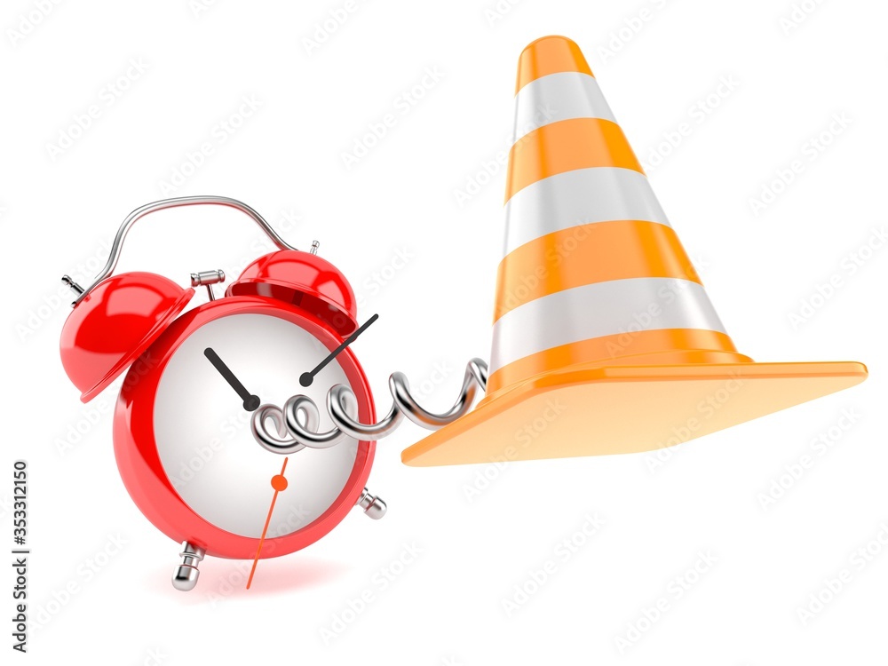 Sticker traffic cone with alarm clock