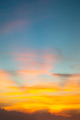 gold clund in sunlight effect with blue sky