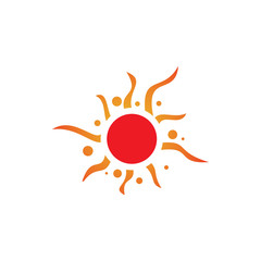 full color hot art circle sun logo design