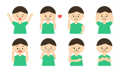 男の子　表情セット　半袖