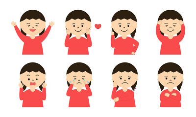 女の子　表情セット　長袖