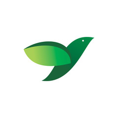 green nature leaf bird wing logo design