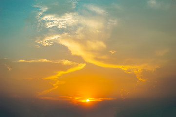 sunlight sunset with blue sky background