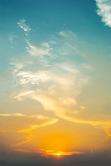 sunlight sunset with blue sky background