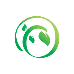 circle swirl green nature leaf logo design