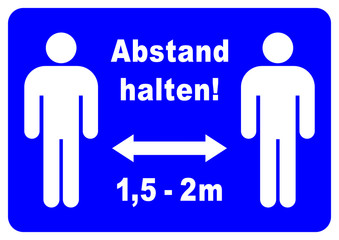 ds243 DiskretionSchild - german label: Gebotszeichen - Abstand halten - 1,5 Meter mit Pfeil - Poster blau - DIN A1 A2 A3 A4 - xxl g9685