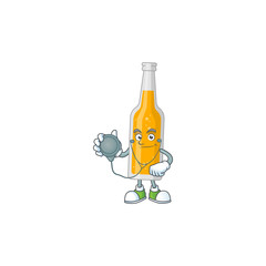 Cartoon character of bottle of beer dedicated Doctor Work with stethoscope