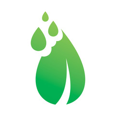 green nature leaf water drop logo design