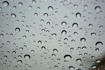 water drop on glass after rain