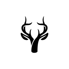 Deer head, antlers logo design vector illustration