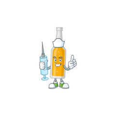A humble Nurse bottle of beer Cartoon character holding syringe