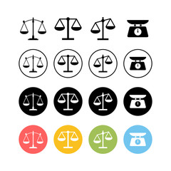 Set of Scales icons. Law scale icon. Scales vector icon. Justice