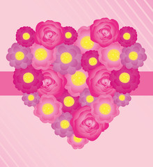 beautiful flowers heart frame background