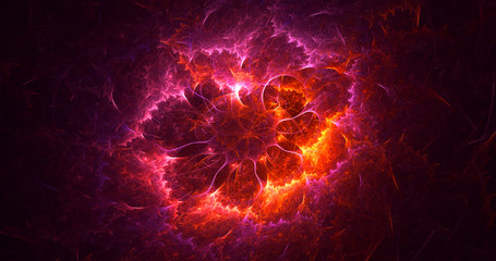 3D rendering abstract red fractal light background
