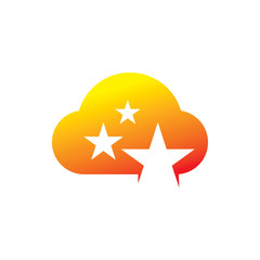full color cloud star logo design