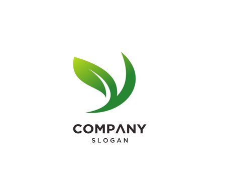 Modern Creative Letter Y Leaf Logo Design Template