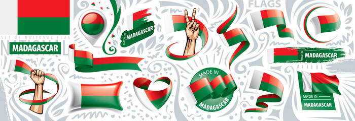Vector set of the national flag of Madagascar in various creative designs