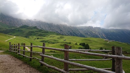 Fototapeta na wymiar mountain landscape with fence and mountains