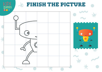 Copy picture vector illustration. Complete and color game for preschool and school kids