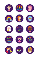 bundle of gay pride icons and people block style