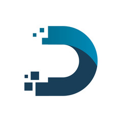blue pixel letter d motion logo design