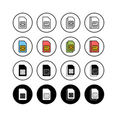 Set of Sim card icons  vector. Mobile slot icon. Mobile cellular phone sim card chip. Dual sim