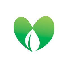 hearth love green nature leaf logo design