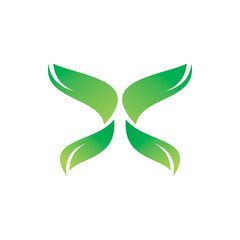 green nature leaf butterfly logo design