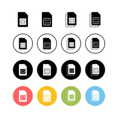 Set of Sim card icons  vector. Mobile slot icon. Mobile cellular phone sim card chip. Dual sim