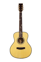 Obraz na płótnie Canvas An acoustic guitar on a white back
