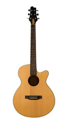 Naklejka premium Acoustic guitar on a white background