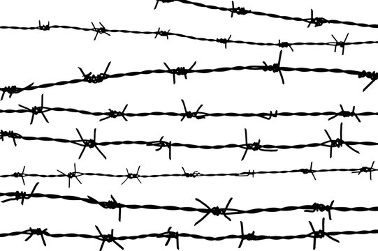 set of barbed wire isolated on white background