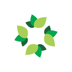 green nature leaf circle logo design